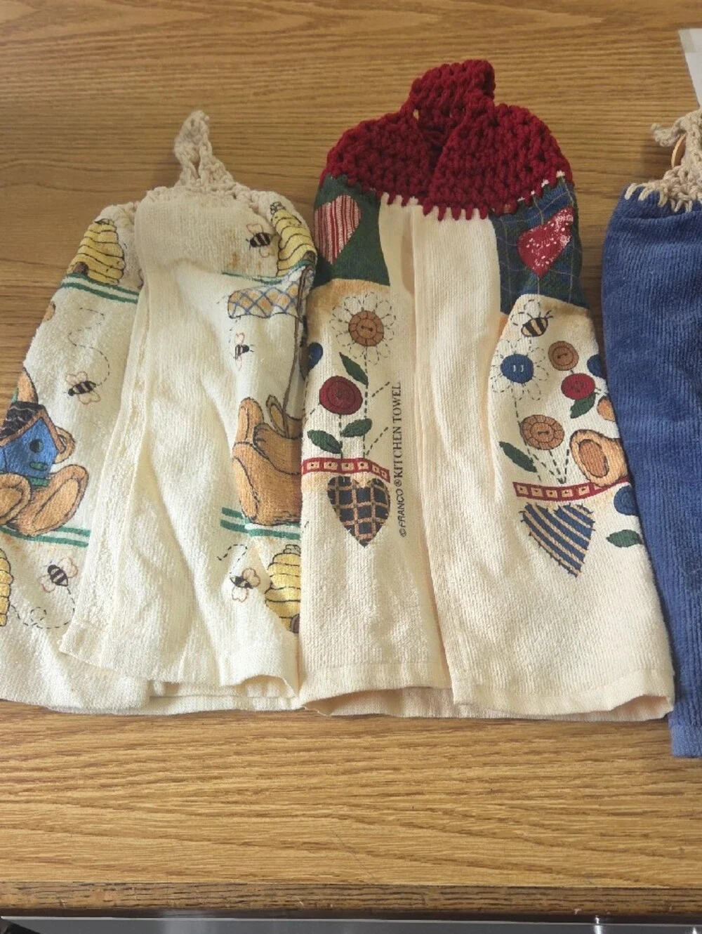 Blue Bear Appliqué Kitchen Towel with Sailboat